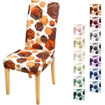 Dining Room Chair Covers Set of 6, Soft Stretch Kitchen Chair Covers Slipcover Protector, Removable Washable Geometric Parson Chair Covers 6 Pack, Burnt Orange