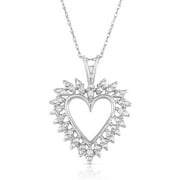 Natalia Drake 1/10 Cttw Diamond Heart Necklace for Women in Rhodium Plated Sterling Silver