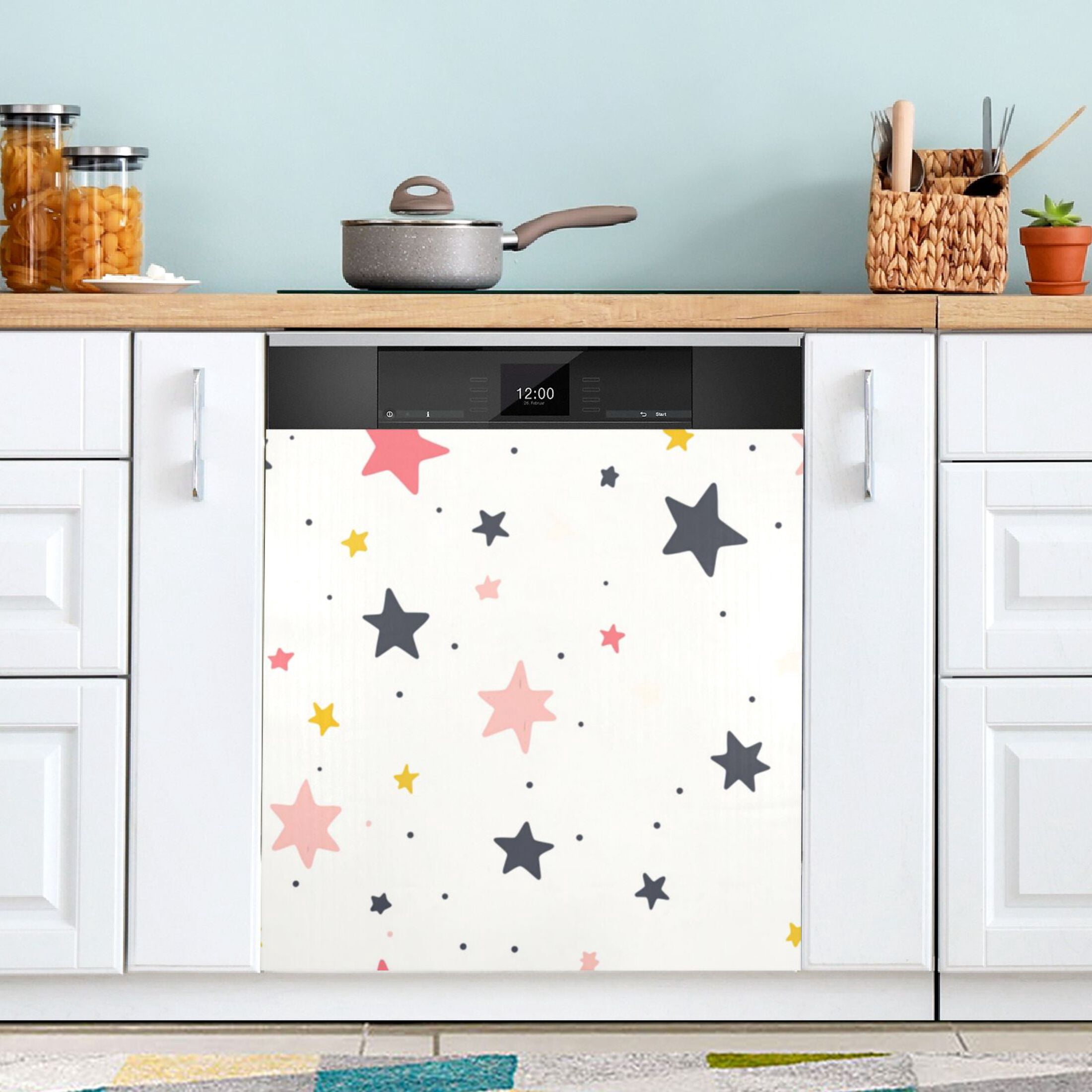 Dishwasher Magnetic Sticker 23x26 Inch Refrigerator Magnetic Sticker Washing Machine Magnetic Sticker Kitchen Panel Magnetic Sticker Home Decor Cartoon Colored Stars
