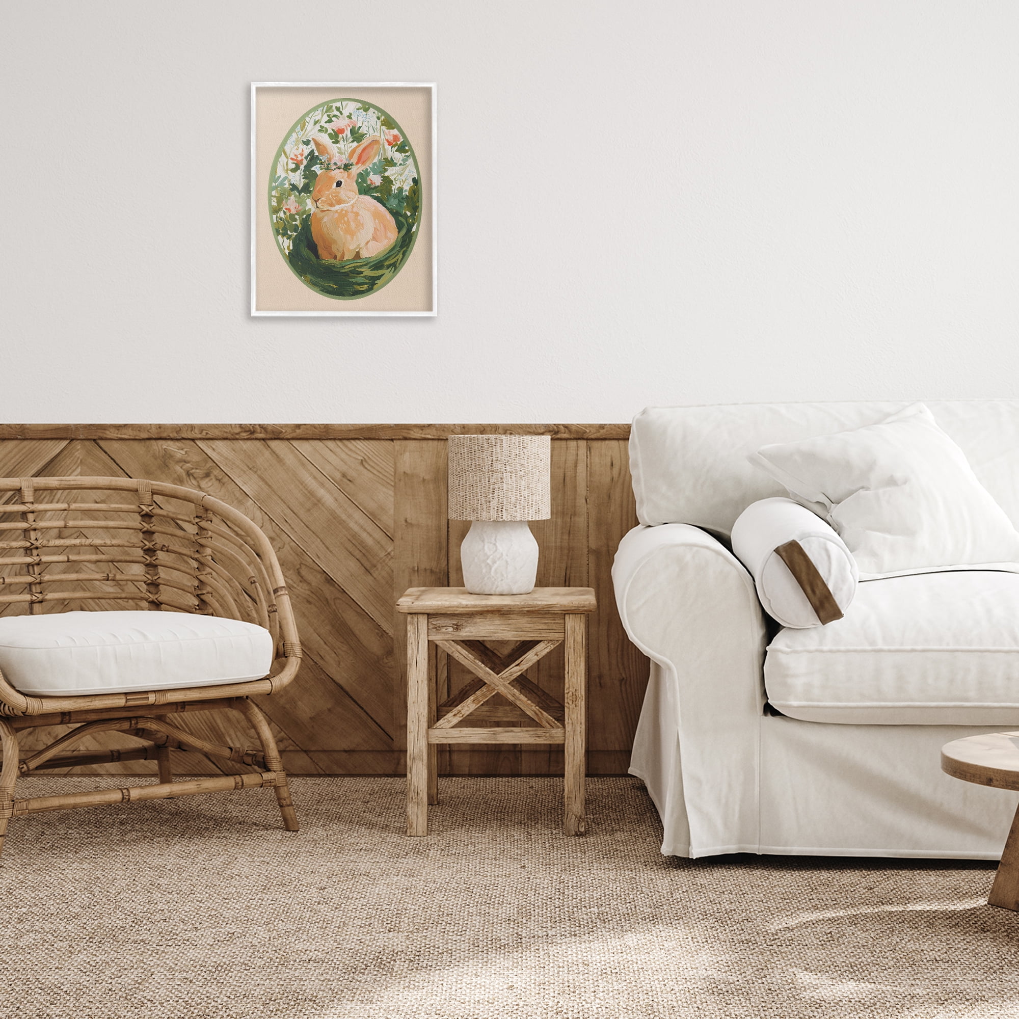 Stupell Industries Bloom Nest Bunny White Framed Giclee Art, design by Yen