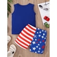 thumbnail image 3 of SANSIWU Little Boys 4th of July Outfits Letter Print Sleeveless Tank Tops+Stars Striped Shorts Summer Set, 3 of 7