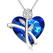 LONAGO Sterling Silver Rose Flower Necklaces for Women with Swarovski Crystals, Jewelry Gift for Wife Girlfriend