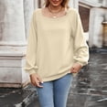 thumbnail image 5 of BLVB Women's Spring Fall Tunic Tops Square Collar Long Sleeve Shirts Solid Casual Loose Ladies Dressy Blouse, 5 of 5
