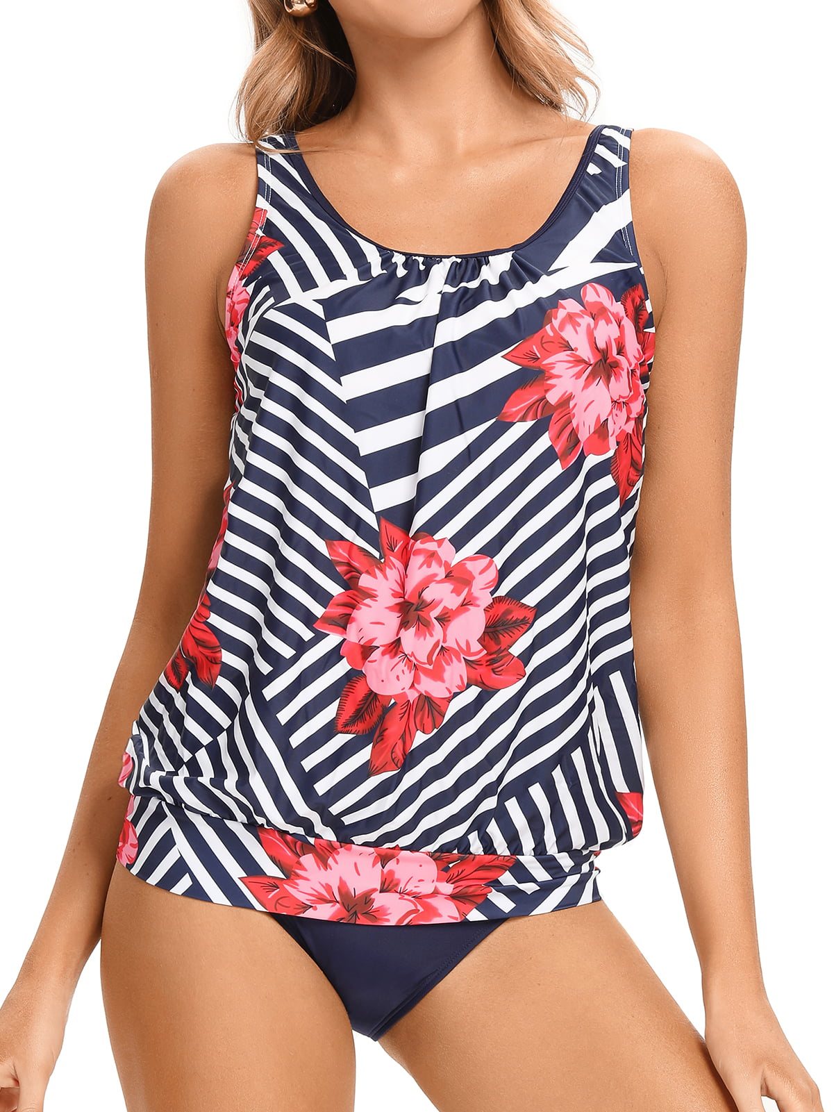 BIKINX Tankini Swimsuits for Women Plus Size Swimwear Tummy Control Two Piece Bathing Suits 