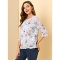 thumbnail image 4 of INSPIRE CHIC Women's Floral Print Chiffon Ruffle 3/4 Sleeve Flowy Blouse, 4 of 6