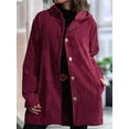 thumbnail image 4 of Women'S Autumn and Winter Long-Sleeved Hooded Loose Corduroy Casual Jacket Wine Red L, 4 of 6