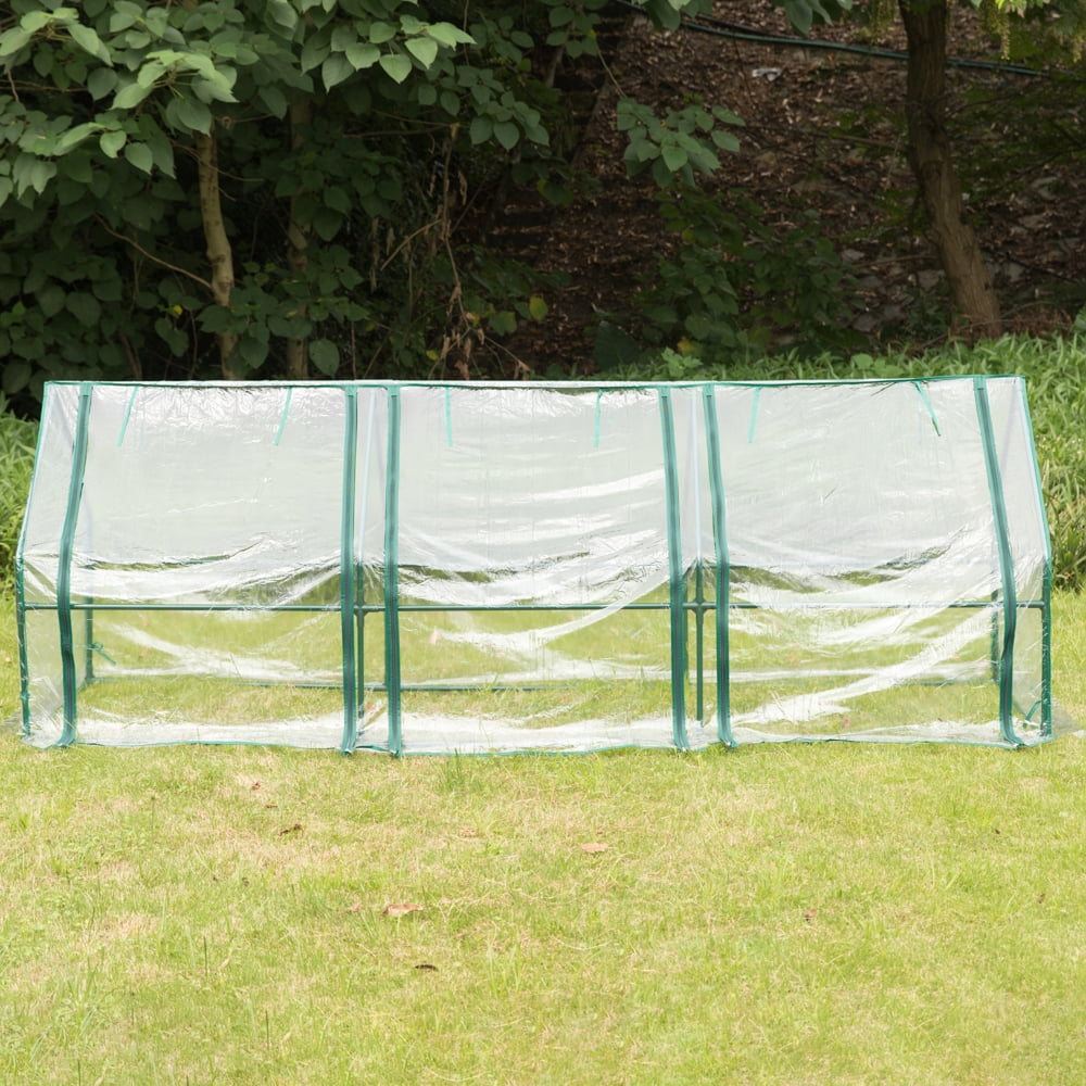 Green Outdoor Waterproof Portable Plant Greenhouse with 2 Clear Zippered Windows
