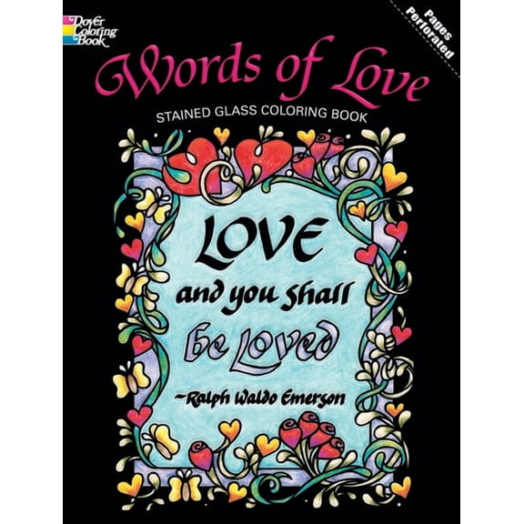 Dover Romance Coloring Books Words of Love Stained Glass Coloring Book, (Paperback)