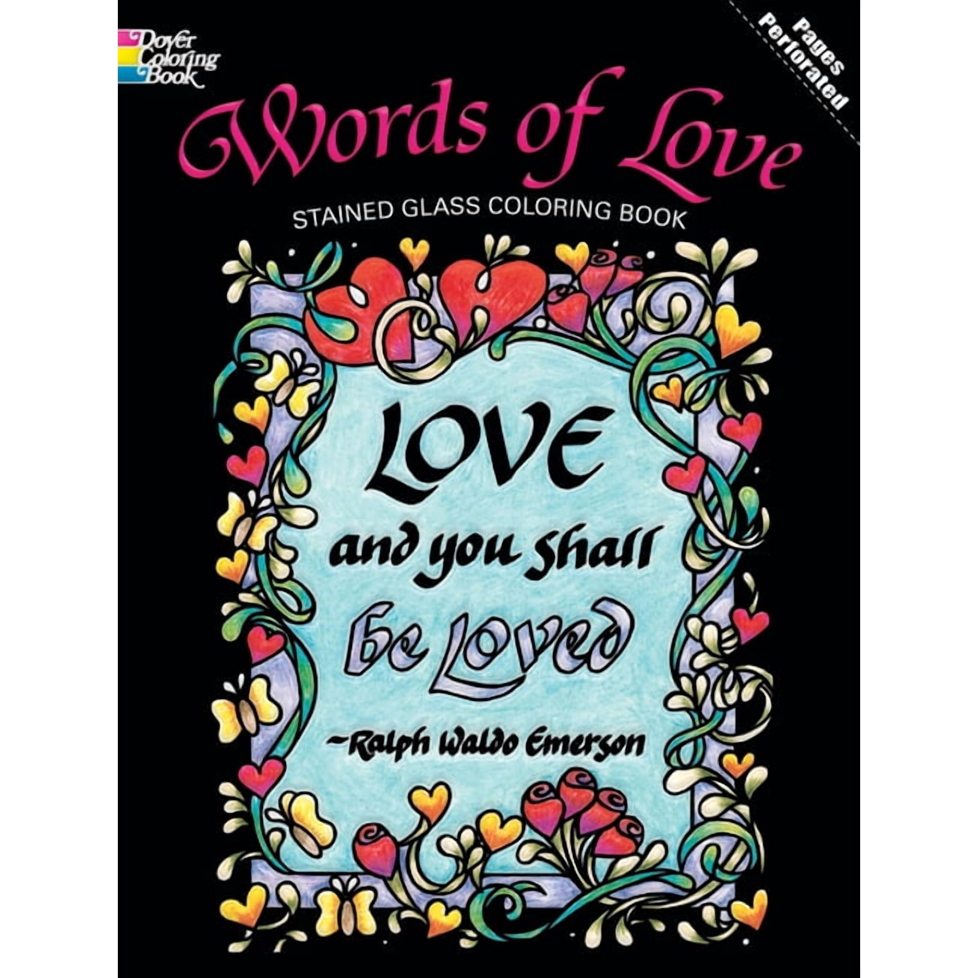 Dover Romance Coloring Books Words of Love Stained Glass Coloring Book, (Paperback)