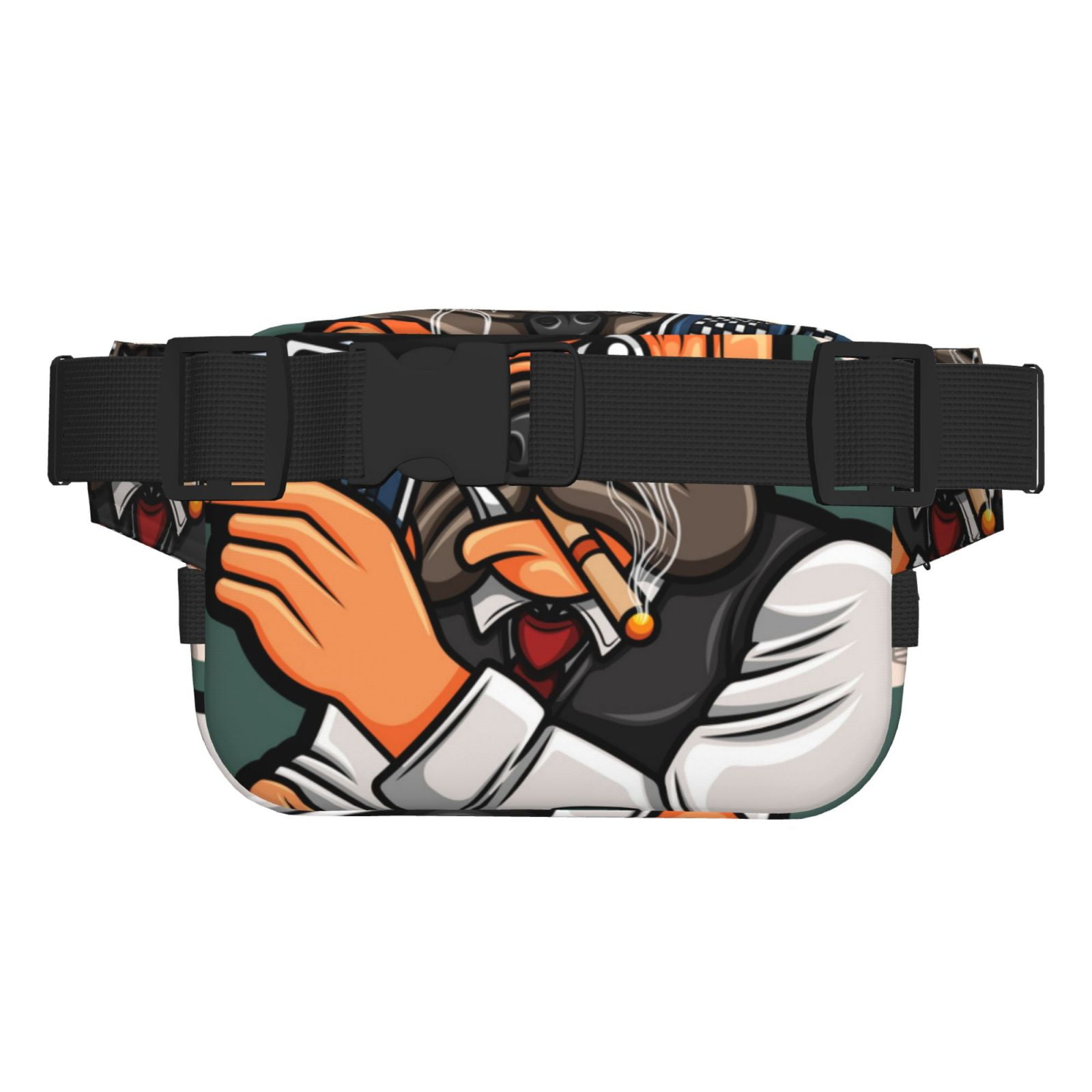 Picia Pug Dog Print Square Double-Layer Waist Bag Mini Adjustable Waist Belt Bag Exercise Running Travel Hiking