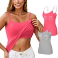 thumbnail image 2 of WTOBBY 2-Piece Solid Color Women's Camisole with Built-in Chest Pad, Sexy Oversized Tank Top Set for Layering, Soft Plus Size Comfort Underwear,Hot Pink M, 2 of 5