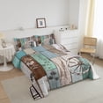 thumbnail image 2 of Vintage Windmill Quilt Twin Size, Farmhouse Rustic Wheel Comforter Set Farm Animal Rooster Cow Bedding Set Western Barn Wooden Board Country Duvet Insert Teens Adult Men Bedroom Decor,Teal, 2 of 5