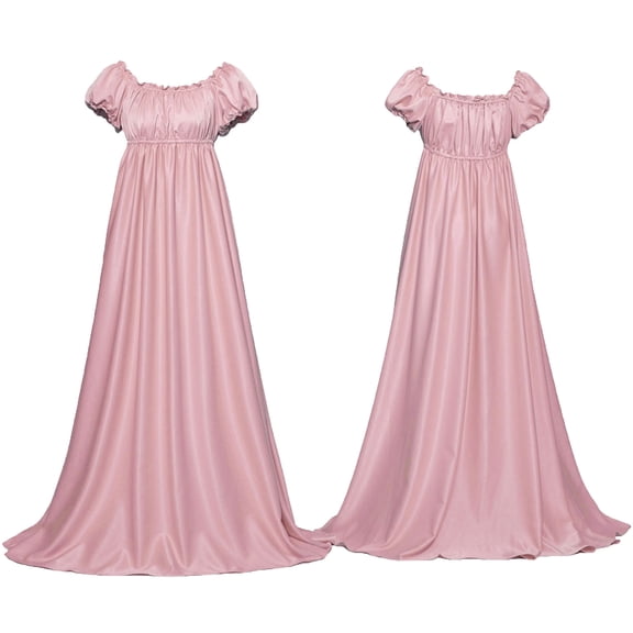 Karymi Solid Renaissance High Waist Elastic Maxi Dress, Square Neck Puff Short Sleeve Flowy A-Line Halloween Costume Gown Spring Dresses for Women 2026