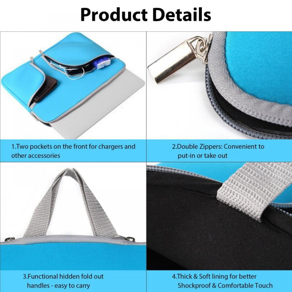 Summark 15.4 Inch Laptop Sleeve Case Women Men Shoulder Bag Briefcase Messenger Bag Portable Handbag(Lake Blue)