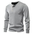 thumbnail image 2 of Men's Thermal Shirt Long Sleeve Quarter Button Crewneck Pullover Loungewear White M, 2 of 9