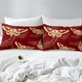 thumbnail image 4 of Erosebridal Boho Skull Full Sheet Sets, Skeleton Moth Bedding Full Size, Red Gold 4 Pieces, 4 of 7
