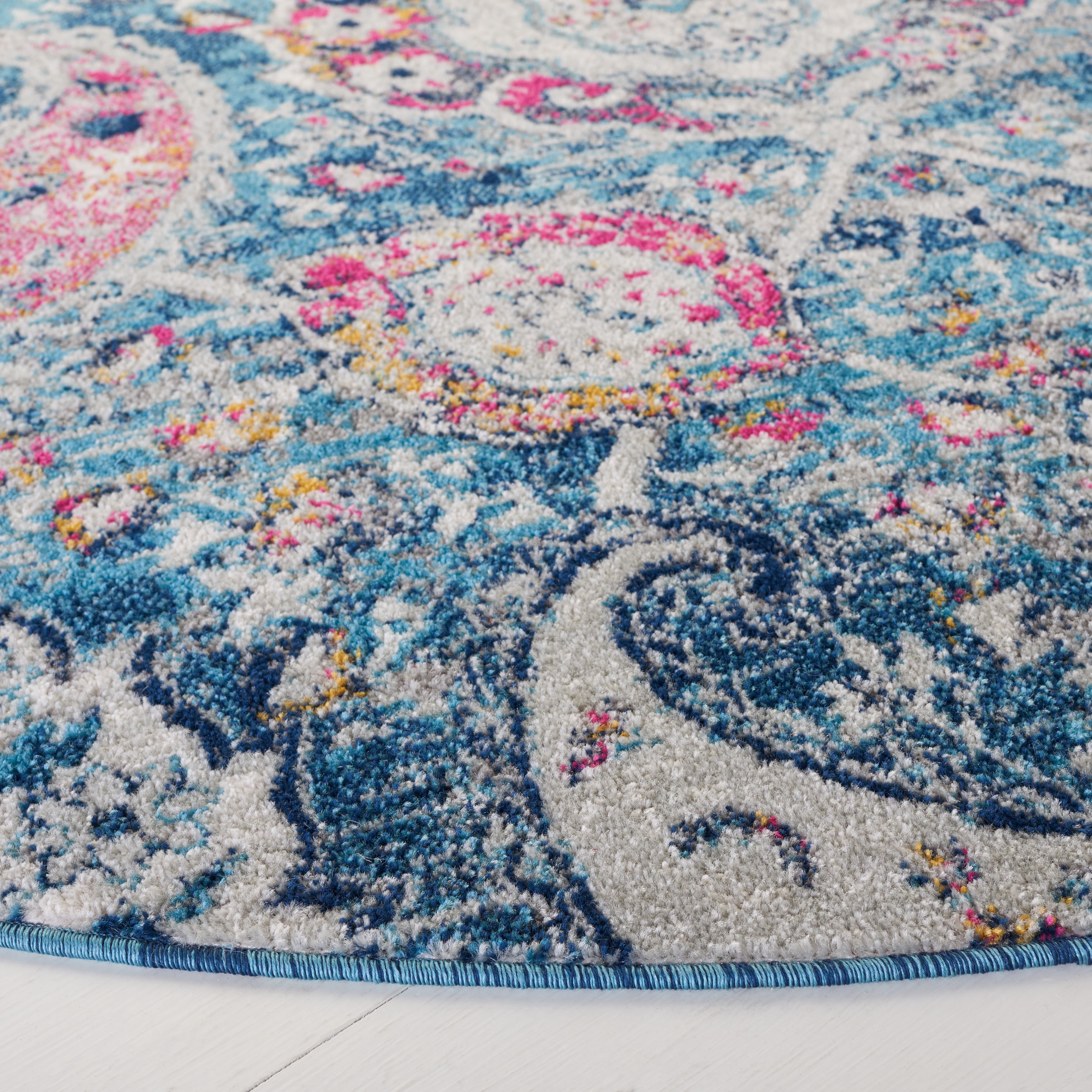 Safavieh Madison Hope Floral Area Rug, Blue/Gray, 3' x 3' Round
