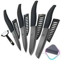 Ceramic Knife Set Kitchen Paring Knife with Covers, Sharp Household Cooking Cutter(6" Serrated Knife, 5" Utility Knife,4 " Fruit Knife,3 " Paring Knife)