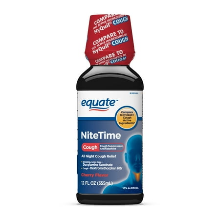 Equate Nitetime Cherry Flavor All Night Cough Relief, 12 fl oz