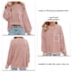 thumbnail image 5 of Blusa de mujer de fibra de poliéster con cuello redondo y hombros caídos, camisa informal de manga larga para mujer para Otoño Invierno Rosa XL, 5 of 6