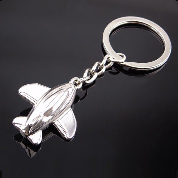 MLINS Mini Aircraft Keyring Keychain Metal Cool Car Keyring Purse Bag Pendant Decoration Creative Gift Party Favor (Silver)