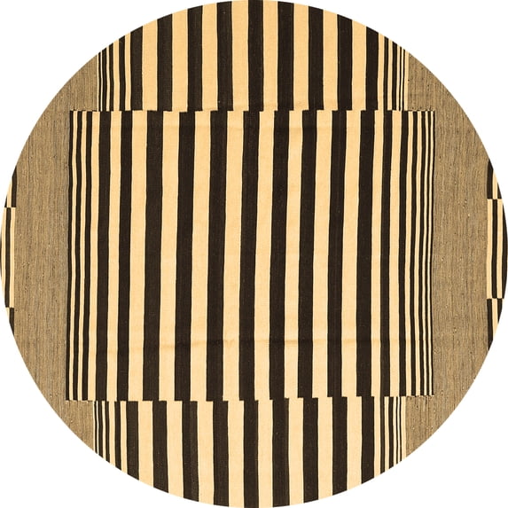 Ahgly Company Indoor Round Abstract Brown Contemporary Area Rugs, 8' Round