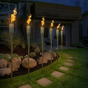 Matney Bamboo Torches - Includes Metal Oil Canisters with Bamboo Covers to Protect from Rain, Great for Outdoor Decorating, Luau, Tiki Parties, 5 ft" Long