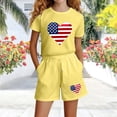 thumbnail image 4 of SELONE Girls Summer Sets 2 Piece 4th of July Big Kids Clothing Short Sleeve Shirts and Shorts Patriotic Graphic Outfits, 4 of 5