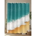 thumbnail image 4 of Shower Curtain Beach Waves Shower Curtains for Bathroom, Waterproof Polyester Shower Curtain Set with Hooks, Standard Size 72" x 72" Teal Brown, 4 of 6