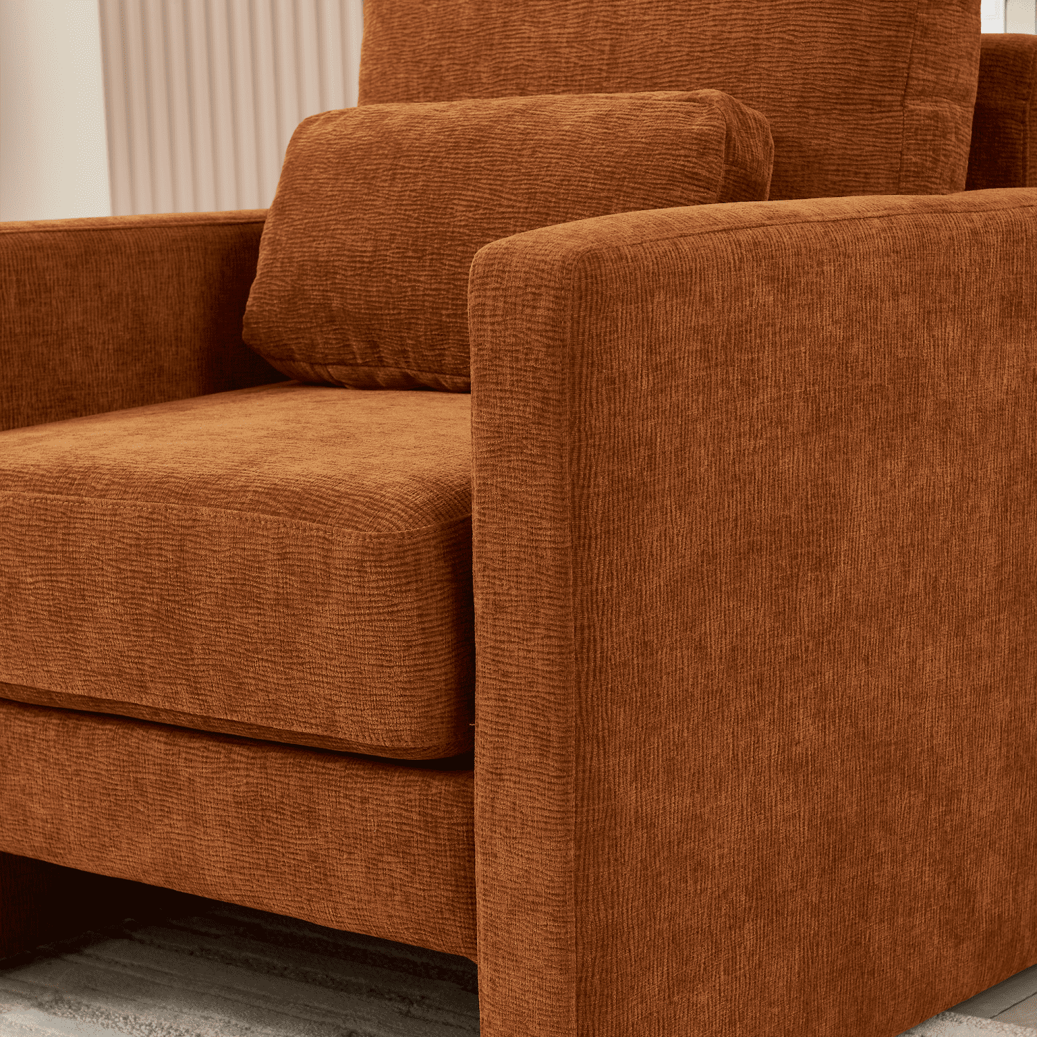 Gewnee Modern Chenille Accent Armchair - Upholstered with Solid Wood Frame, Ideal for Living Room, Bedroom, Office