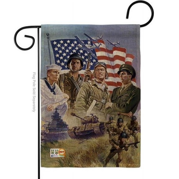13 x 18.5 in. The Armed Forces Burlap Americana Patriotic Impressions Decorative Vertical Double Sided Garden Flag