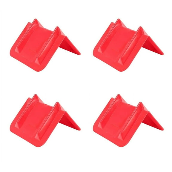 (4 Pack) V Edge Protectors Flatbed, 8" x 12", Red | Vee Shaped Plastics Corner Protectors for Cargo Loads | Tie Down Strap Guard for Winch, Ratchet Straps on Flatbed Truck Trailers