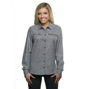 Ladies' Solid Flannel Shirt - HEATHER GREY - M