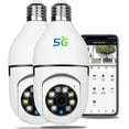 thumbnail image 1 of Paquete de 2 bombillas de 360 grados con cámara WiFi para exteriores, 2,4 GHz y, 1 of 7