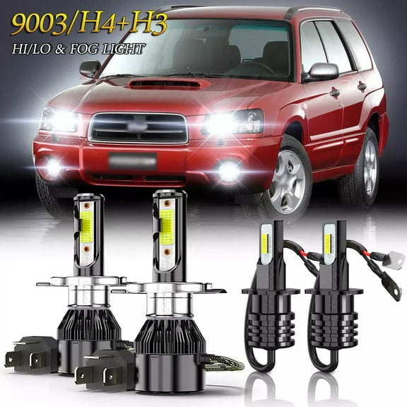 For Subaru Forester 2003 2004 - LED Headlight Dual Beam Fog Light Bulbs Kit 6000K White 4Pcs
