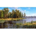 thumbnail image 2 of Basov, Sergej 14x10 White Modern Wood Framed Museum Art Print Titled - Forest lake, 2 of 4
