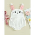 thumbnail image 2 of Suealasg Baby Girls Easter Cami Romper Sleeveless Bunny Print Bandage One Piece Bodysuits with Plush Ball Decor, 2 of 9