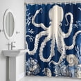 thumbnail image 6 of Ocean Octopus Bathroom Shower Curtain, Retro Nautical Coastal Sea Octopus Coral Shell Seaweed Waterproof Washable Soft Bath Curtain for Bathtub Decor with 12 Hooks&Grommet, 48x72 Inch, 6 of 9