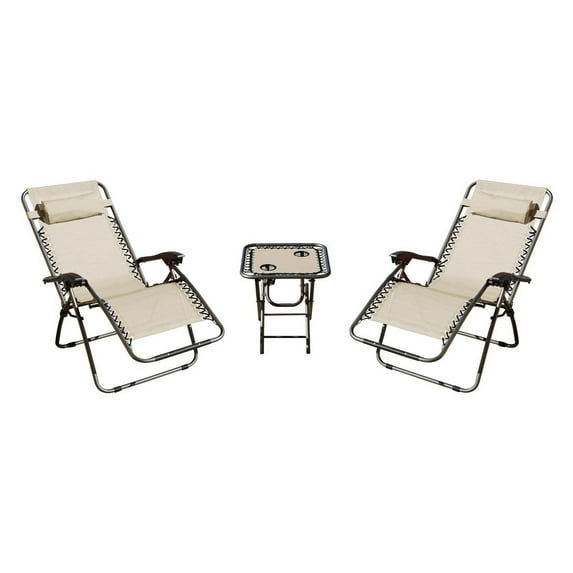 Mano Patio 3 Piece Zero Gravity Chaise Lounger Chat Set