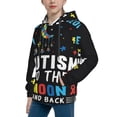 thumbnail image 2 of Kdxio I Love With Autism To The Moon And Back Pattern Boys Athletic Unisex Boys Girls Hoodie with Pocket Sweatshirts-Small, 2 of 6