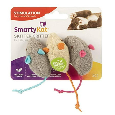 Skitter Critters Cat Toy Catnip Mice, 3/Pkg …