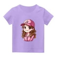 thumbnail image 7 of Fesfesfes Children Casual Versatile Tops for Outdoor Breathable T-shirt with Short Sleeve for Boys Girls School Season Round Neck Short Sleeve Tees(Purple#04A,11 Years), 7 of 7