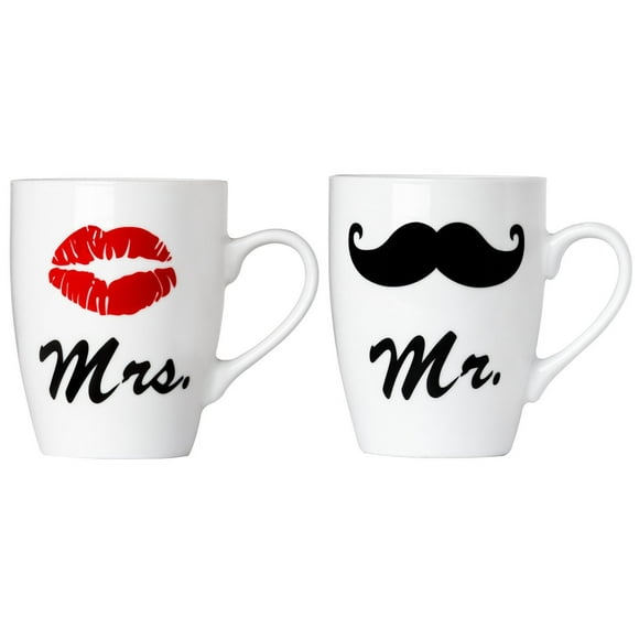 Set of 2 Coffee or Tea Mugs ""Mr. and Mrs."" - Mugs Gift Set - For Marriage and other Loving Couples