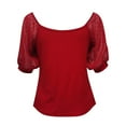 thumbnail image 6 of Sngxgn Women's Summer Short Sleeve V-Neck Shirts Casual Solid Color Basic Tee T-Shirt(Red,XL), 6 of 6