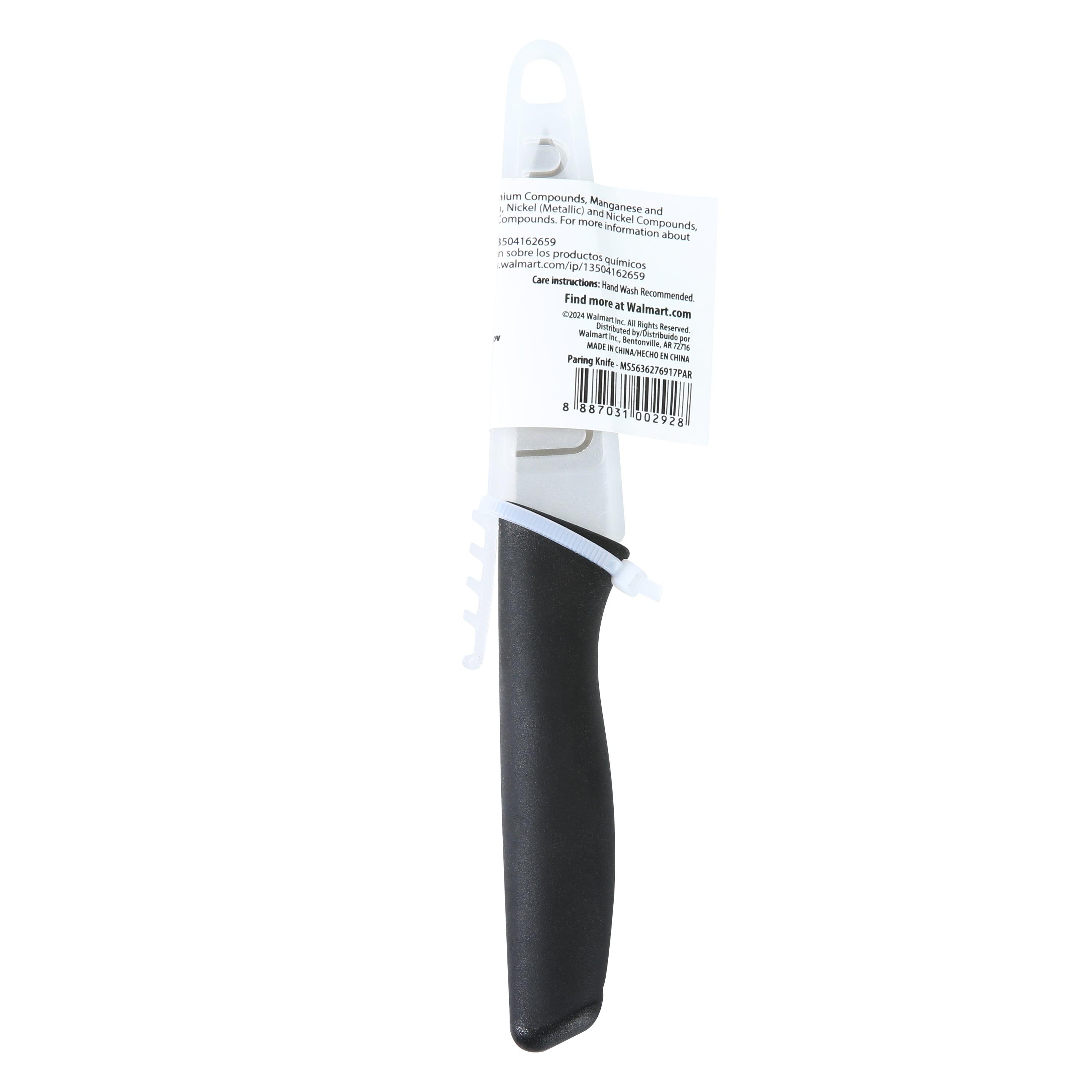 Mainstays 3.5" Stainless Steel Paring Knife with Soft Grip Black Handles