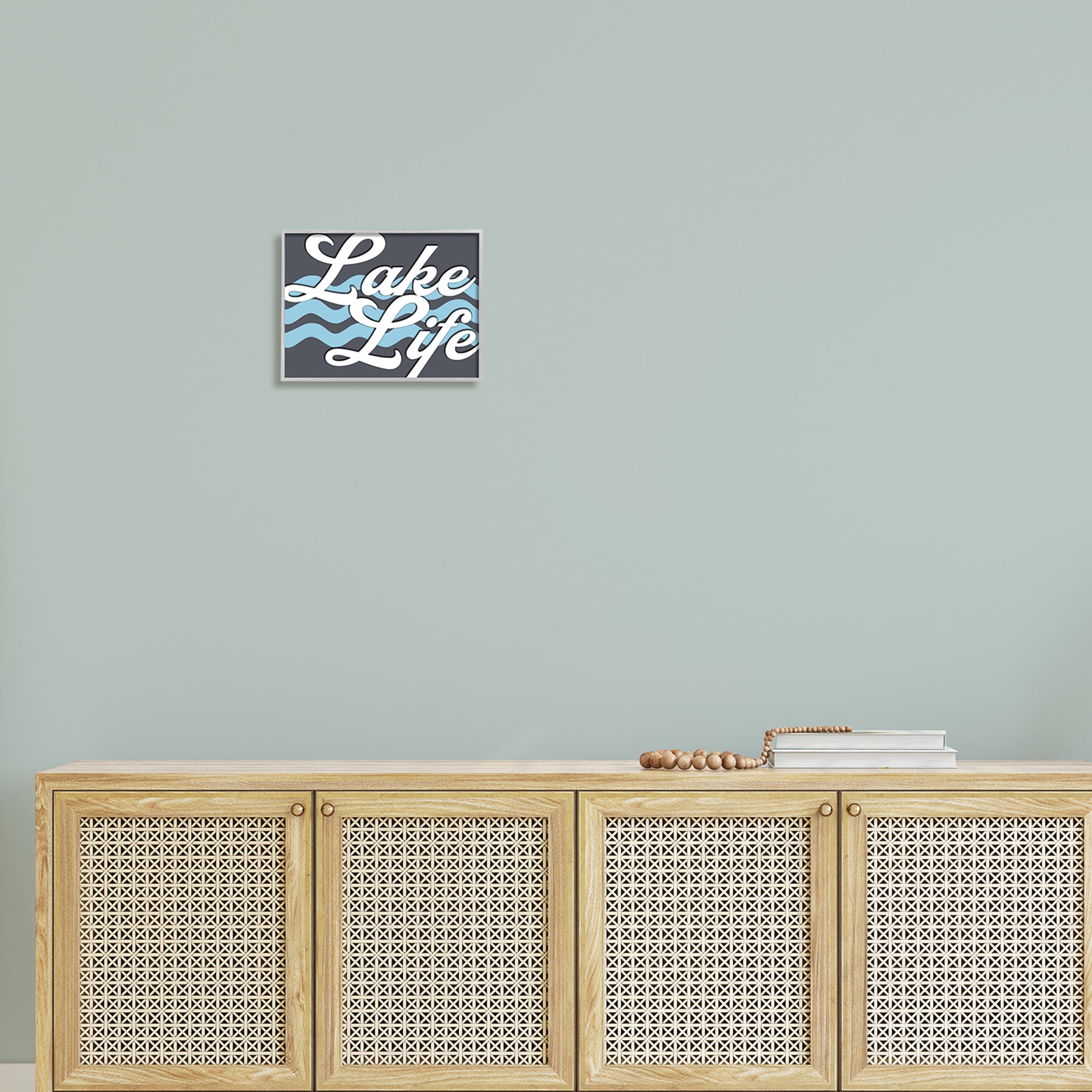 Stupell Lake Life Water Waves Phrase Landscape Painting Gray Framed Art Print Wall Art