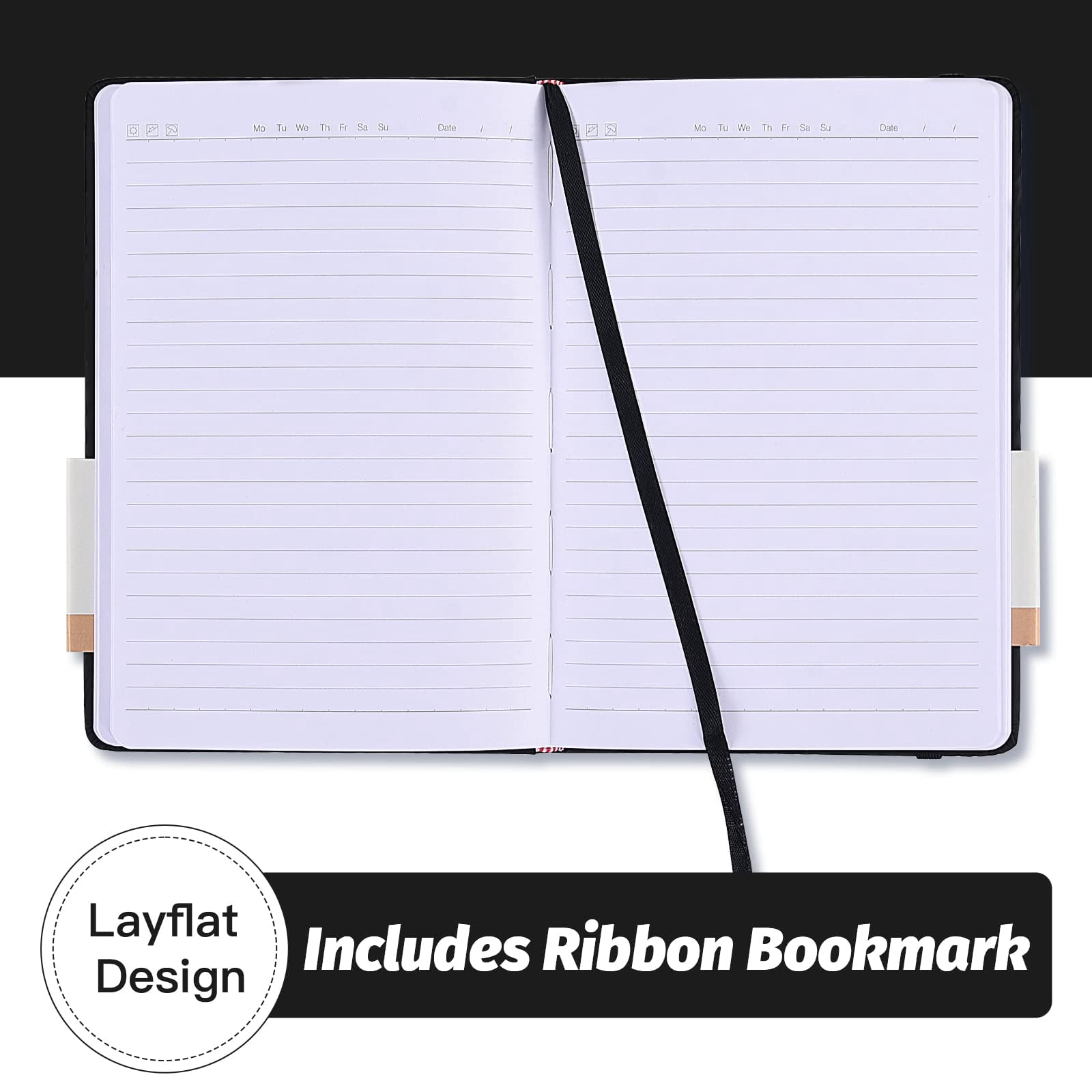 Hardcover-journal-notebooks  A5 Lined Journals Notebook For Writing 200 Pages 8.2 X 5.5 Inch Classic Ruled Notebooks Work/travel/college (black - 6 Pack)