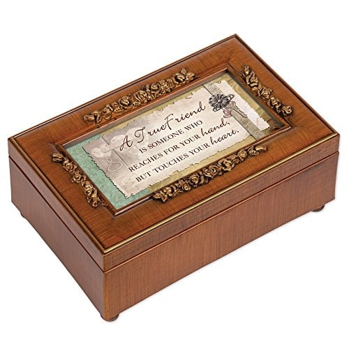 A True Friend Rich Walnut Finish Petite Jewelry Music Box - Plays That?s What Friends Are For