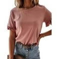 thumbnail image 3 of Uhndy Women's Summer Blouse Plain Ruffle Short Sleeve Tops Loose Beach Casual T Shirt-LQ, 3 of 3