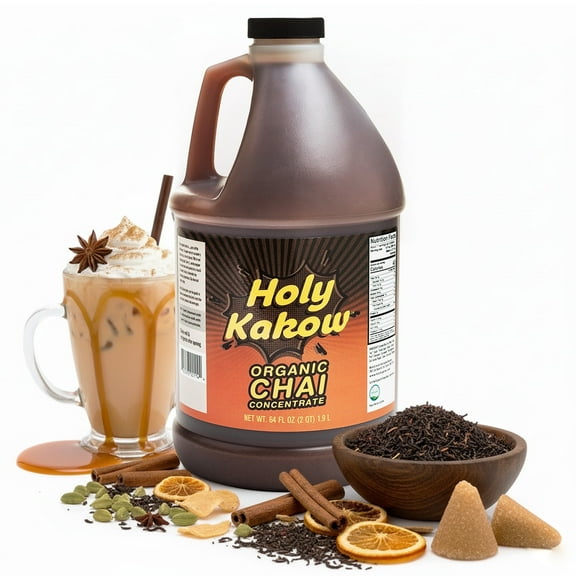 Holy Kakow Organic Chai Concentrate for Latte, Gluten Free, 64oz Jug